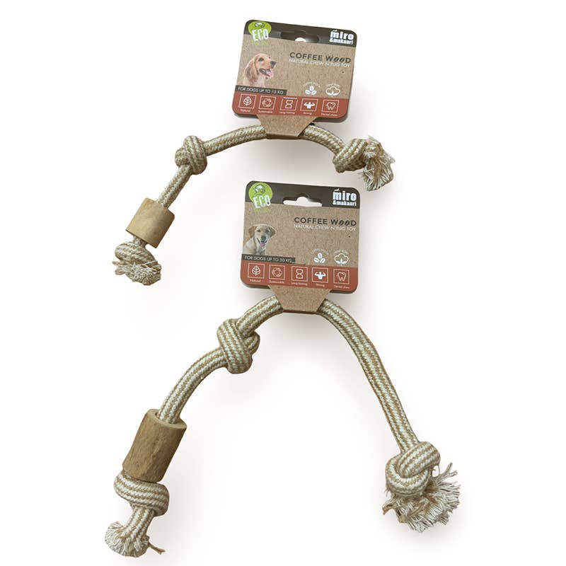 Miro & Makauri Coffee Wood Chew N Tug Toy: 2 Sizes