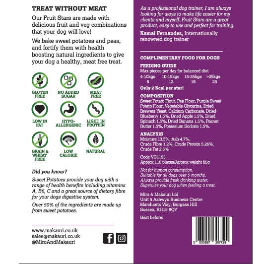 Maks Patch Fruit Stars - Vegan Dog Treats, 85gm