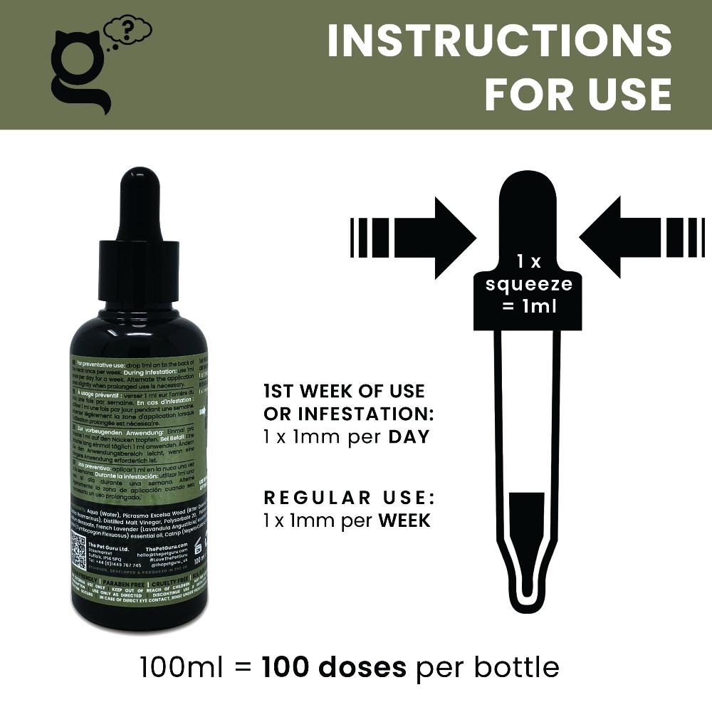 the pet guru natural flea spot on treatment for dogs - ingredients benefits - natural flea treatment - dog flea spot on dogs instructions