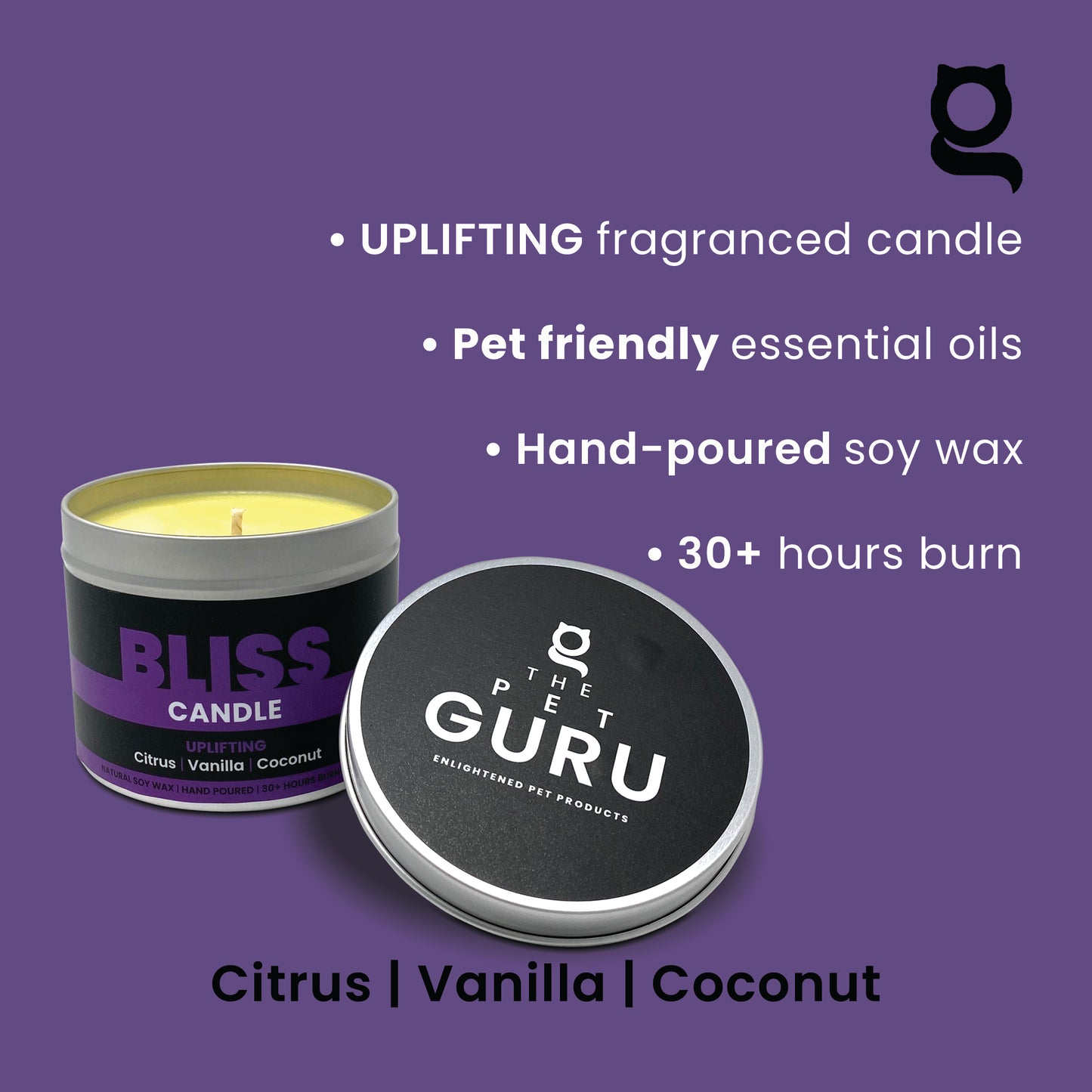 BLISS uplifting candle - citrus vanilla coconut, 190gm