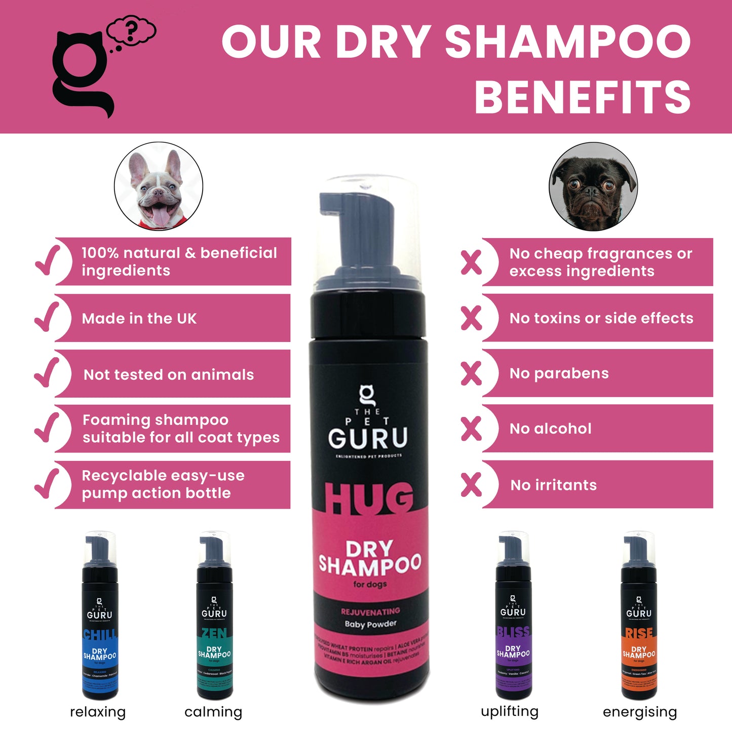 HUG - baby powder- rejuvenating dry shampoo, 200ml