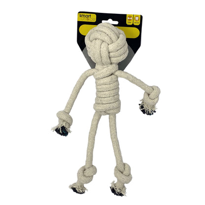 Dog toy with knotted design on a white background