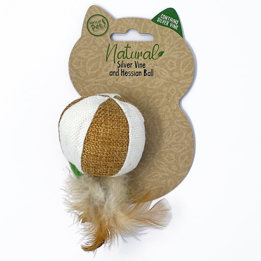 Hessian Feather Ball Cat Toy
